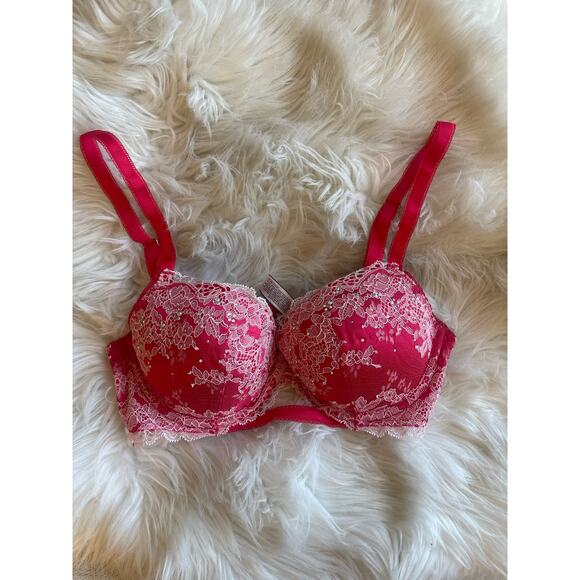 Victorias Secret Dream Angels Red Lace Bra, 32D - Picture 1 of 4